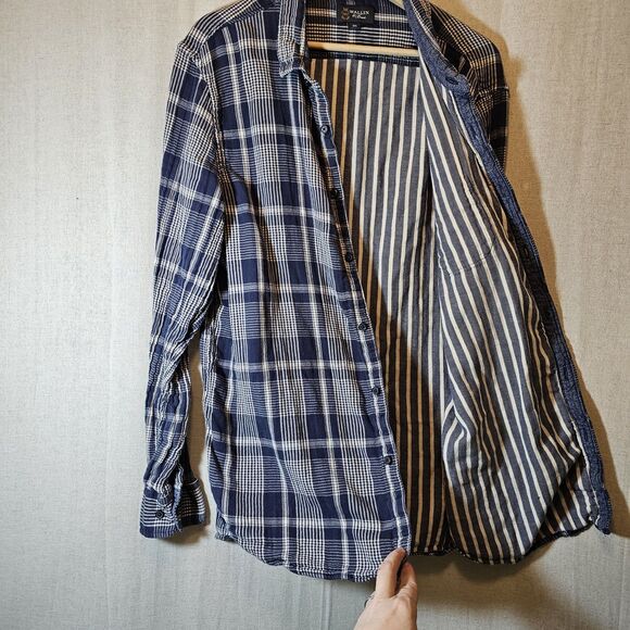 Wallin & Bros Blue White Plaid Double Layer Button-up Mens long sleeves Size XXL - Picture 10 of 11